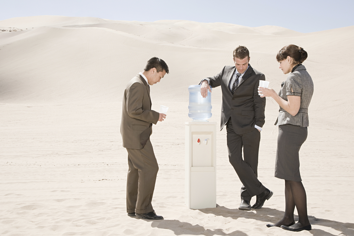 Leaving small groups to create their own interpreted local culture around the water cooler.  