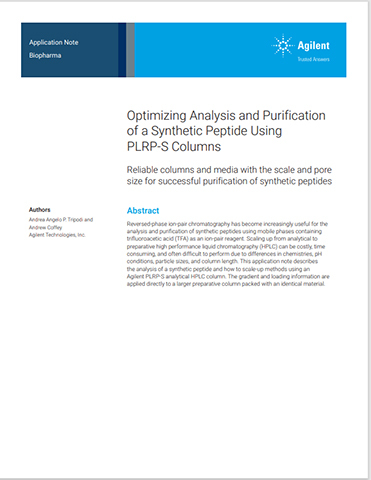 Optimizing Analysis and Purification of a Synthetic Peptide Using PLRP-S Columns