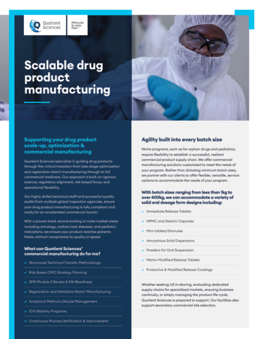 Quotient Sciences: Supporting your path to commercial success with drug product manufacturing