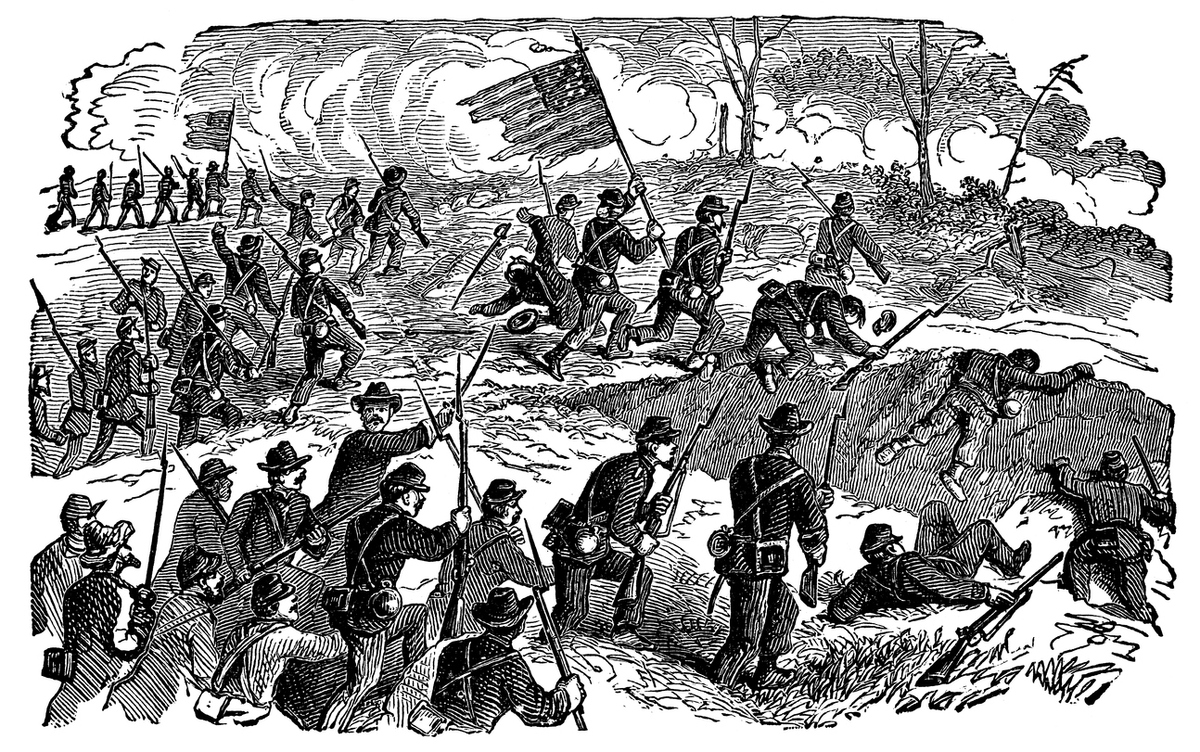 Confederate Bombardment at the Battle of Missionary Ridge During the American Civil War at Chattanooga, Tennessee, United States - 19th Century Confederate Bombardment at the Battle of Missionary Ridge During the American Civil War at Chattanooga, Tennessee, United States - 19th Century